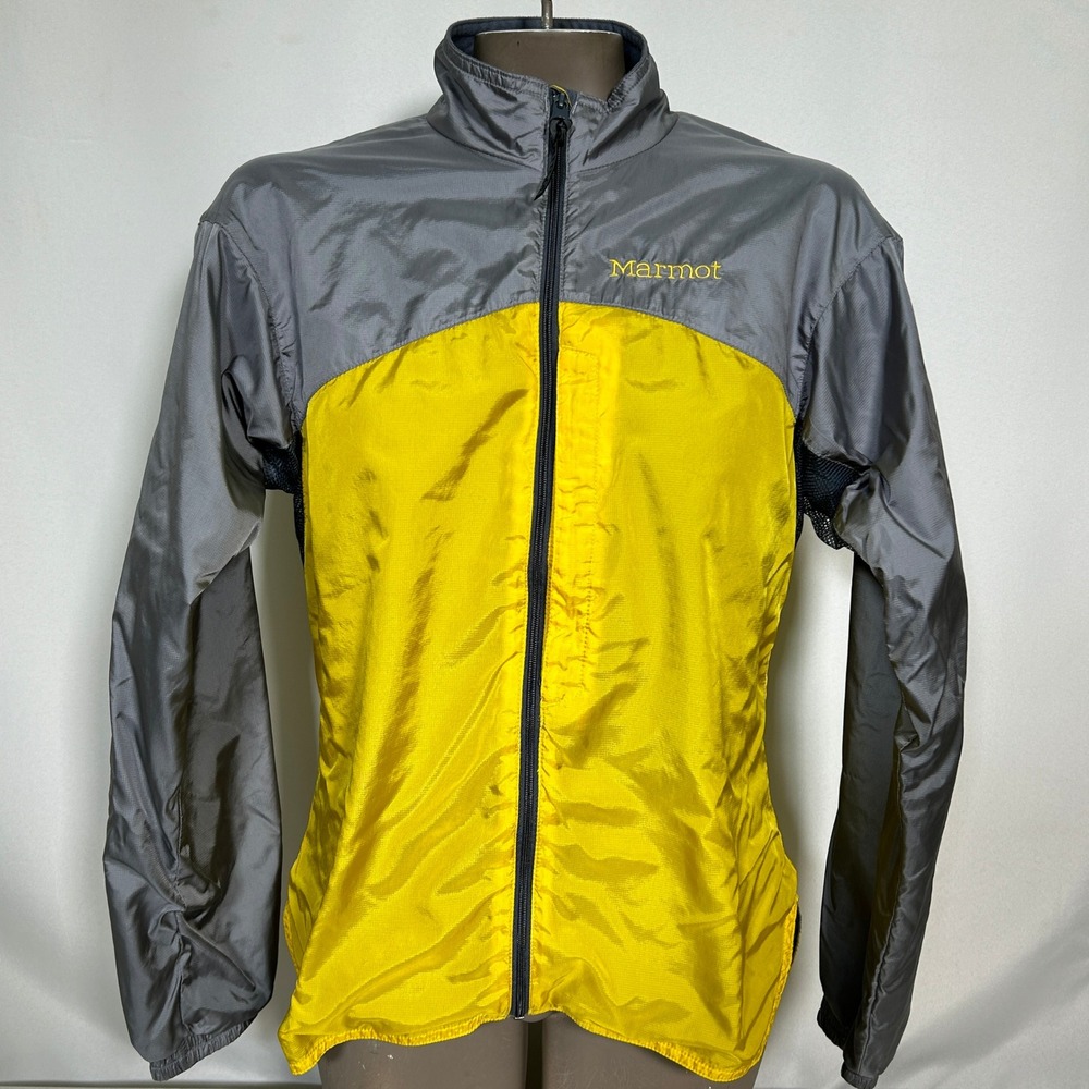 Marmot Full Zip Gray Yellow Colorblock Windbreaker Jacket Women's SMALL